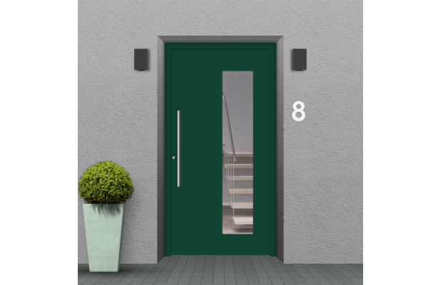 Aluminium front door moss green