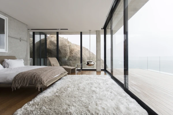 Bedroom with glass façade