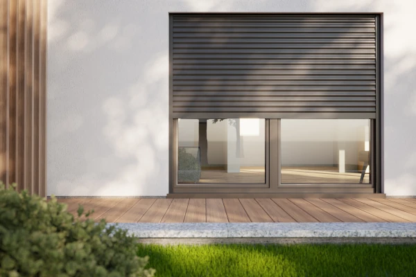 Patio doors with roller shutters